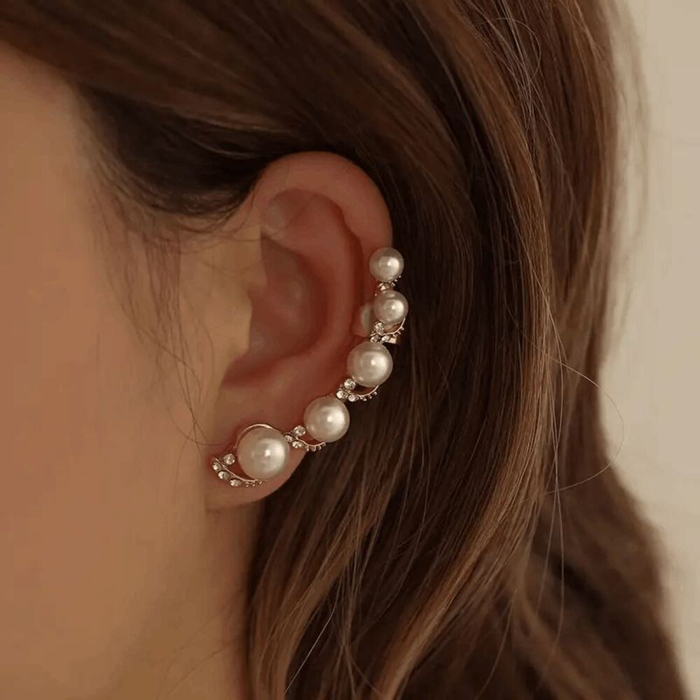 Boho Pearl Diamond Ear Crawler Ear Jacket Ear Hugger